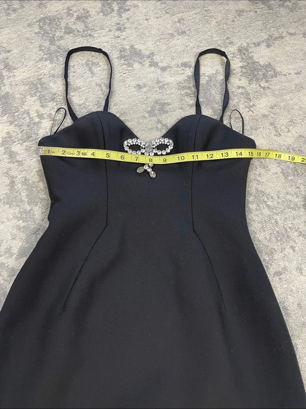 AREA NYC Crystal Spike Embellished Mini Dress Black LBD FLAW Sz 8 - Picture 8 of 17